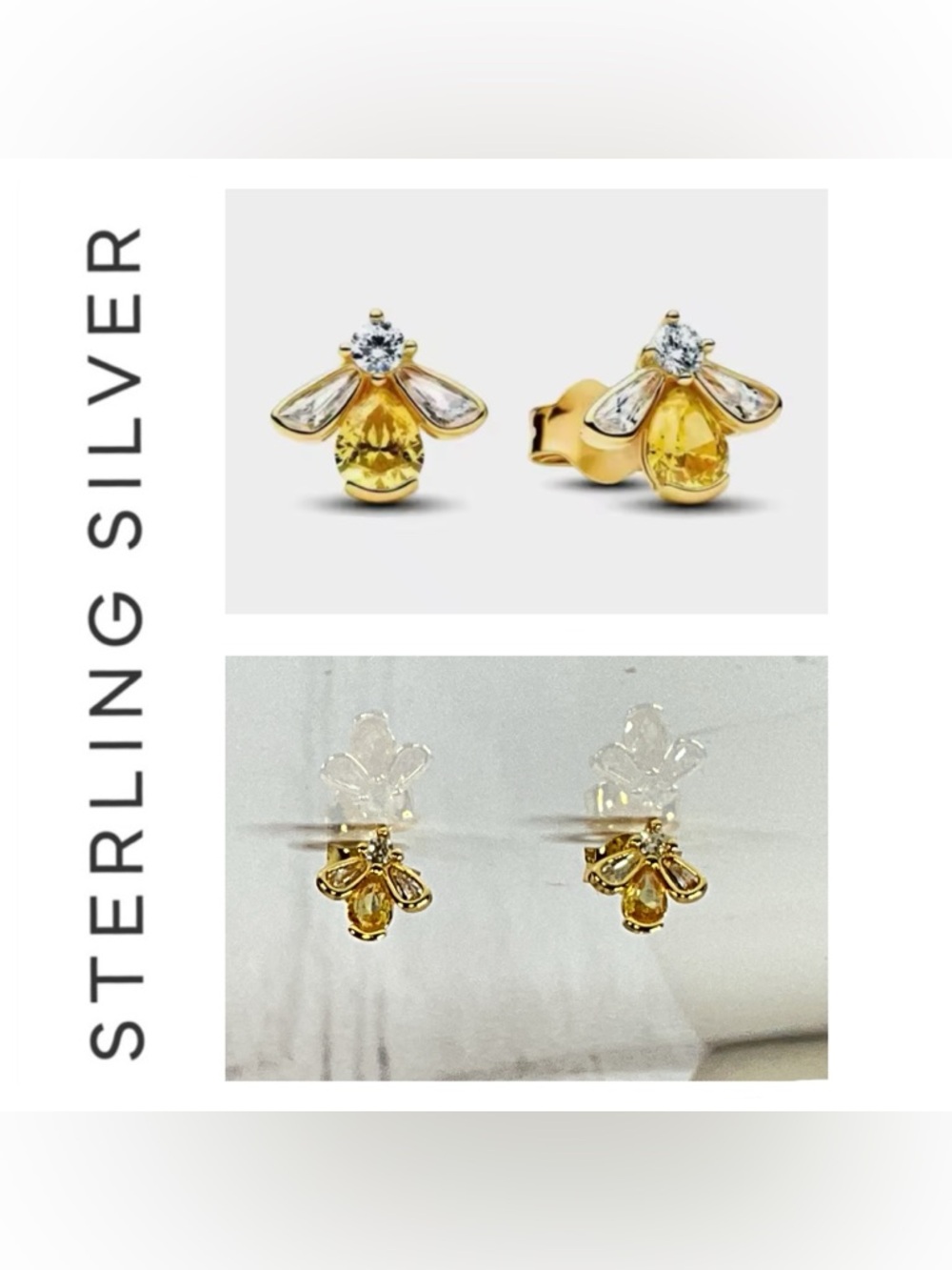 🌟 14K Gold Plated Honey Bee Stud Earrings